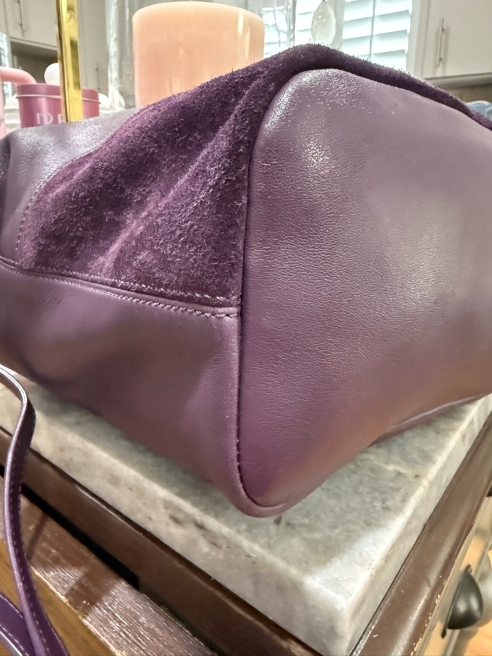 Tory Burch Natalie Satchel. 14”x 5 1/2 x 11 1/2”. Pristine Condition. Wine Color - Picture 8 of 11